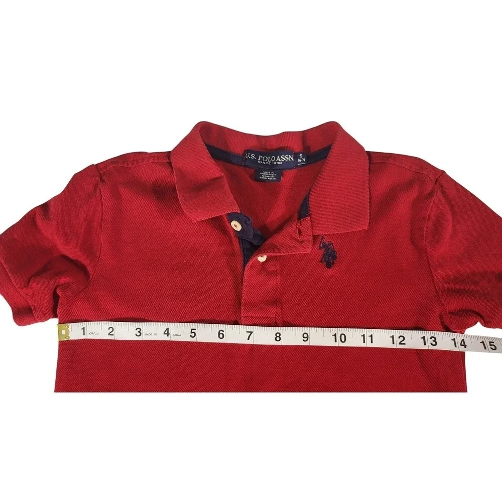 U.S. Polo Assn. Red Polo Shirt Short Sleeve Classic Logo Boys Size S 6-7